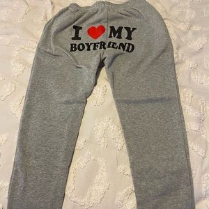 I ❤️ my boyfriend grey sweatpants